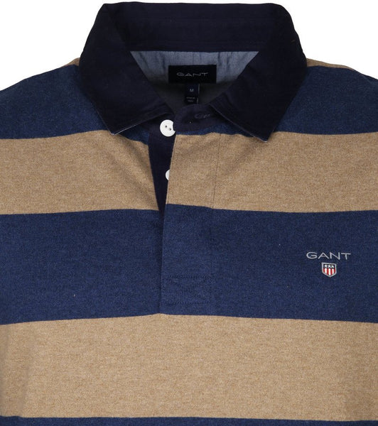 GANT 2005051-295 The Original Barstripe Heavy Rugger Polo LS DARK SAND MELANGE
