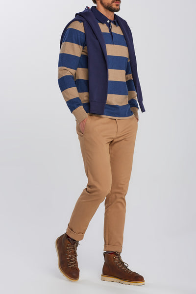GANT 2005051-295 The Original Barstripe Heavy Rugger Polo LS DARK SAND MELANGE