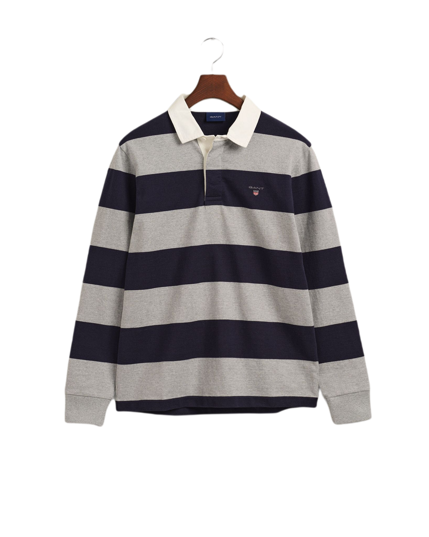 GANT 2005092-093 The Original Barstripe Heavy Rugger Polo LS GRAY MELANGE