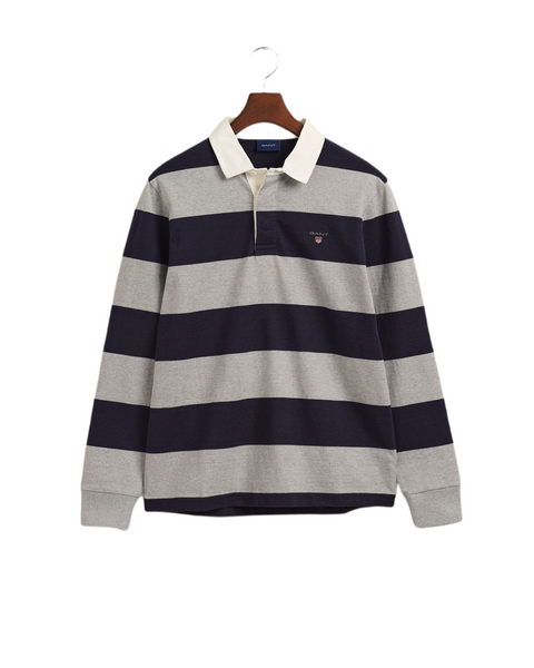 GANT 2005092-093 The Original Barstripe Heavy Rugger Polo LS GRAY MELANGE
