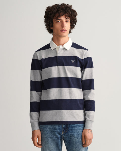 GANT 2005092-093 The Original Barstripe Heavy Rugger Polo LS GRAY MELANGE