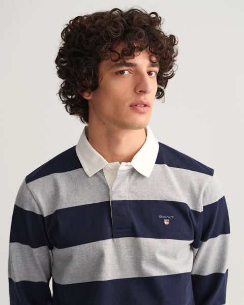 GANT 2005092-093 The Original Barstripe Heavy Rugger Polo LS GRAY MELANGE