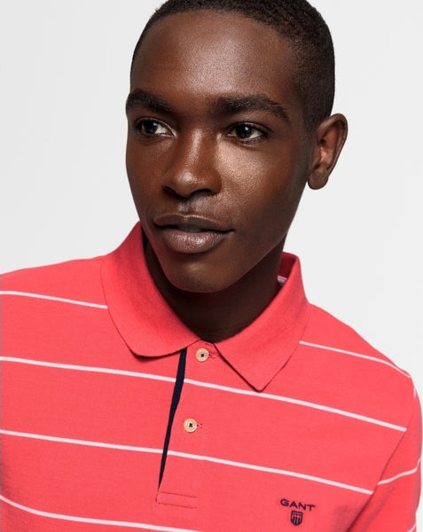 GANT 2022058-648 3Colors Contrast Collar Pique' Polo SS Rugger WATERMELON RED
