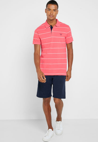 GANT 2022058-648 3Colors Contrast Collar Pique' Polo SS Rugger WATERMELON RED