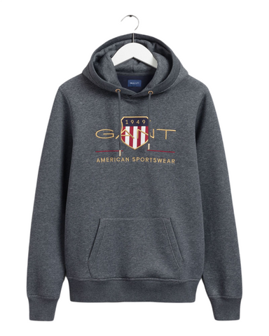 GANT 2046056-095 The Original Archive Shield Hoodie Sweatshirt GRAY Men's Sweatshirt