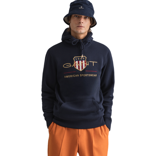 GANT 2046056-433 The Original Archive Shield Hoodie Sweatshirt EVENING BLUE Felpa Uomo