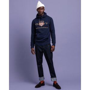 GANT 2046056-433 The Original Archive Shield Hoodie Sweatshirt EVENING BLUE Felpa Uomo