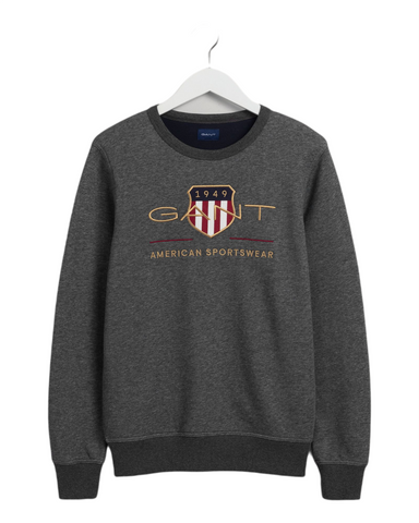 GANT 2046071-095 The Original Archive Shield C-Neck Sweatshirt GRAY Men's Sweatshirt