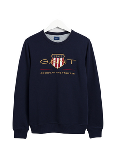 GANT 2046071-433 The Original Archive Shield C-Neck Sweatshirt BLU NAVY Felpa Uomo