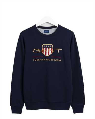 GANT 2046071-433 The Original Archive Shield C-Neck Sweatshirt BLU NAVY Felpa Uomo