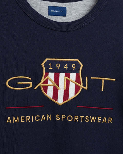 GANT 2046071-433 The Original Archive Shield C-Neck Sweatshirt BLU NAVY Felpa Uomo