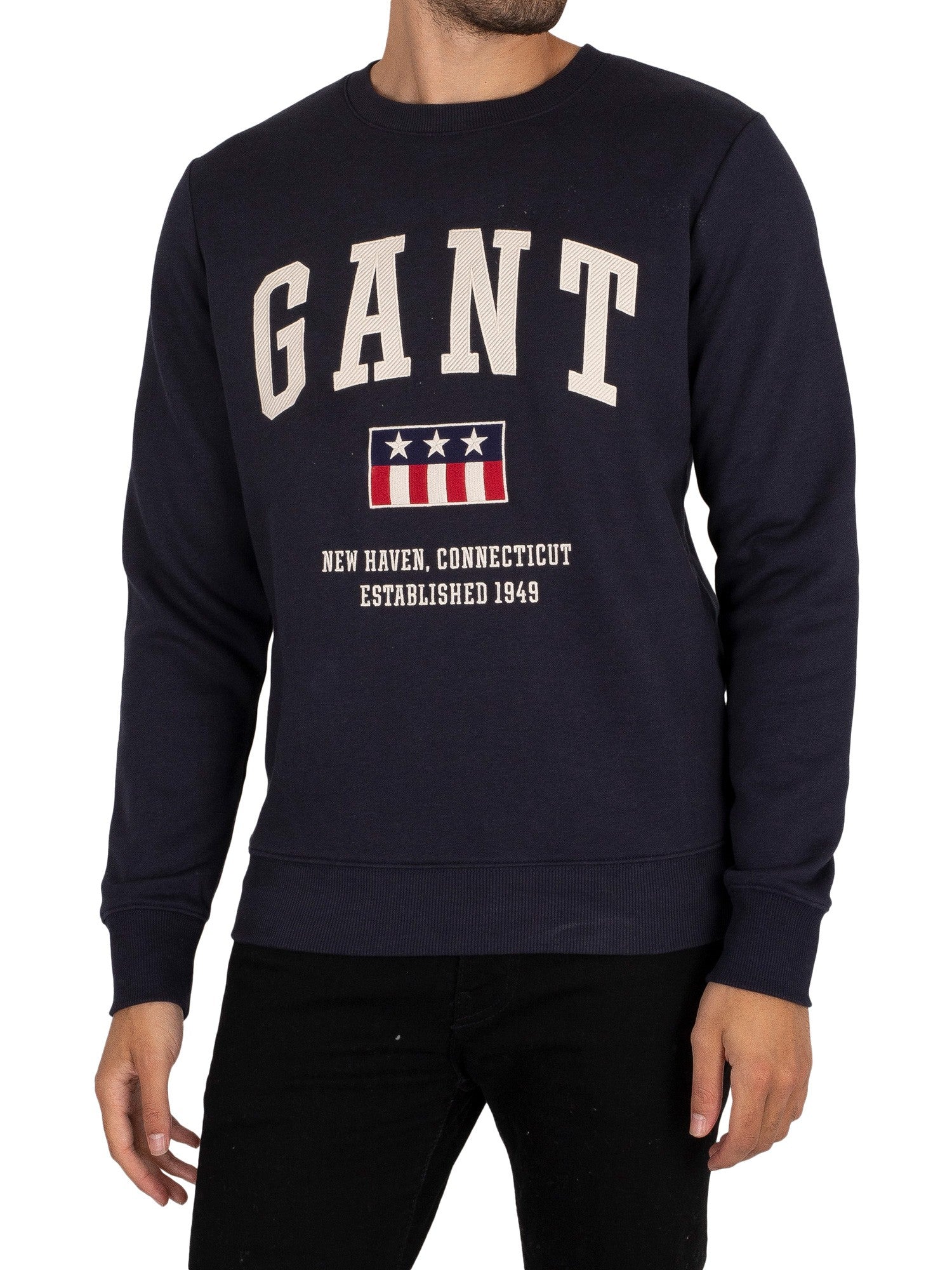 GANT 2046084-433 Tag C-Neck Sweat Felpa Uomo Girocollo BLU NAVY