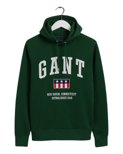 GANT 2047069-338 Tag Sweat Hoodie Felpa Uomo EDEN GREEN