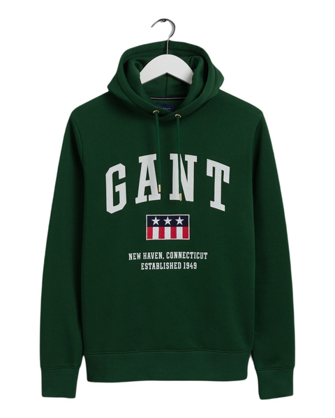 GANT 2047069-338 Tag Sweat Hoodie Felpa Uomo EDEN GREEN