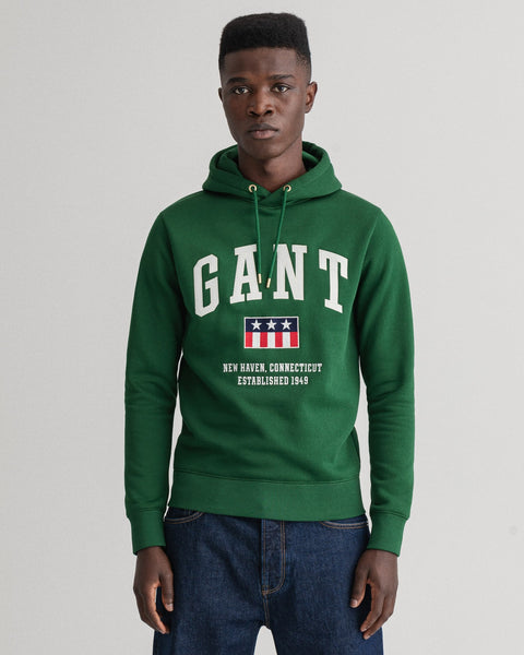 GANT 2047069-338 Tag Sweat Hoodie Felpa Uomo EDEN GREEN
