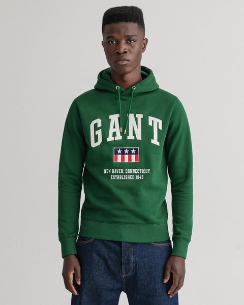 GANT 2047069-338 Tag Sweat Hoodie Felpa Uomo EDEN GREEN