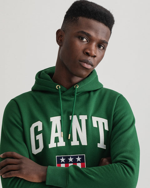 GANT 2047069-338 Tag Sweat Hoodie Felpa Uomo EDEN GREEN
