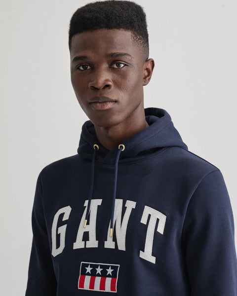 GANT 2047069-433 Tag Sweat Hoodie Felpa Uomo BLU NAVY