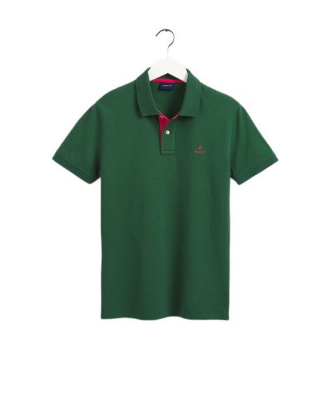 GANT 2052003-338 Contrast Collar Pique' Polo SS Rugger EDEN GREEN