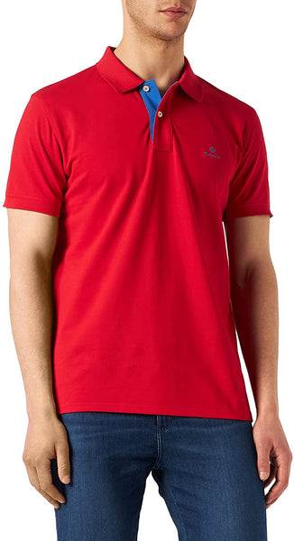 GANT 2052003-620 Contrast Collar Pique' Polo SS Rugger BRIGHT RED