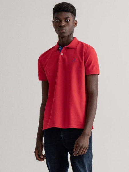 GANT 2052003-620 Contrast Collar Pique' Polo SS Rugger BRIGHT RED