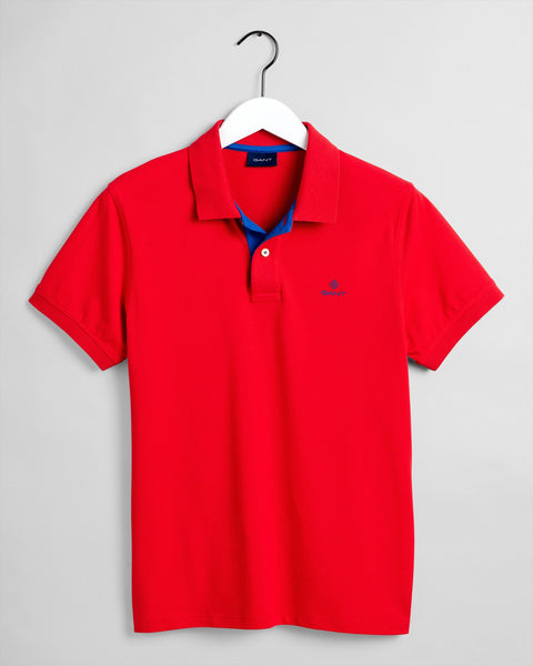 GANT 2052003-620 Contrast Collar Pique' Polo SS Rugger BRIGHT RED