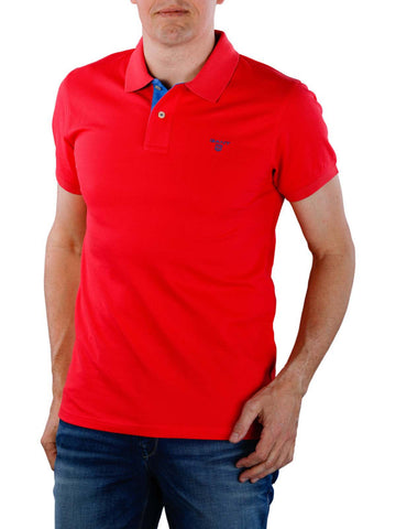 GANT 2052003-648 Contrast Collar Pique' Polo SS Rugger WATERMELON RED