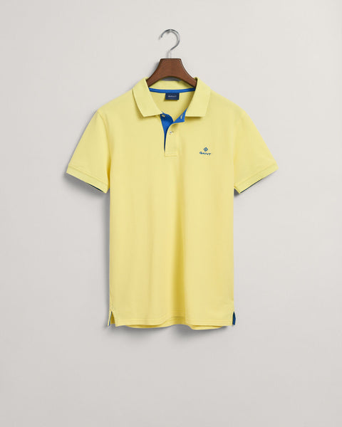 GANT 2052003-719 Contrast Collar Pique' Polo SS Rugger CLEAR YELLOW
