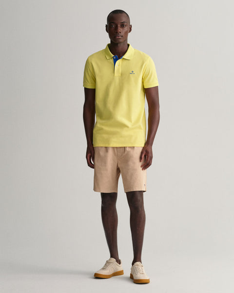 GANT 2052003-719 Contrast Collar Pique' Polo SS Rugger CLEAR YELLOW