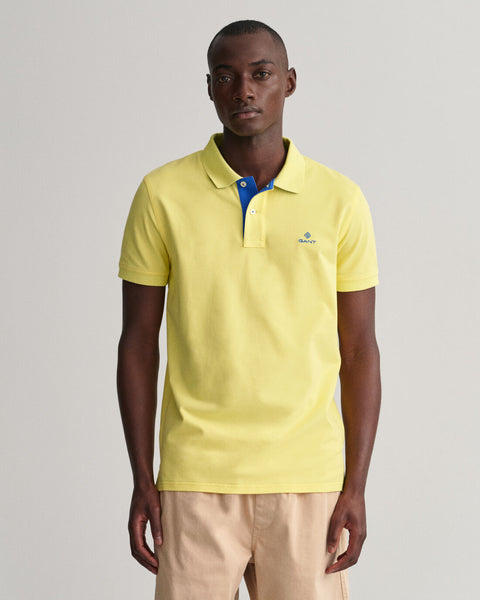 GANT 2052003-719 Contrast Collar Pique' Polo SS Rugger CLEAR YELLOW