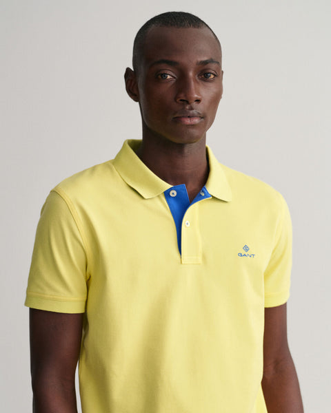 GANT 2052003-719 Contrast Collar Pique' Polo SS Rugger CLEAR YELLOW