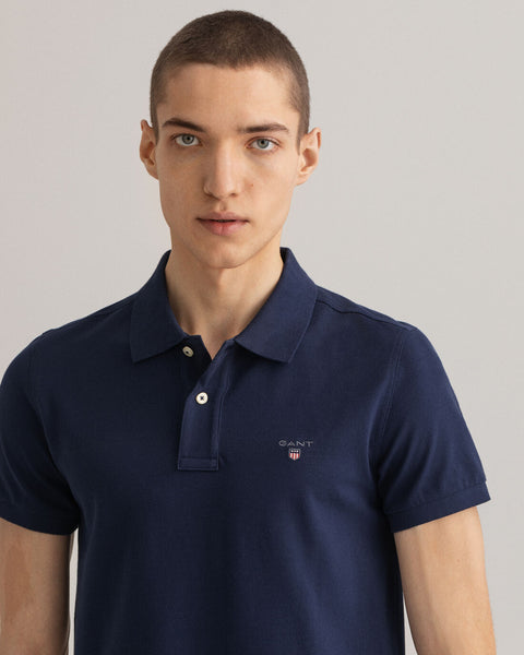 GANT 2202-433 Original Slim Pique' SS Rugger Polo NAVY BLUE