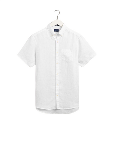 GANT 3012421-110 Camicia di lino maniche corte regular fit WHITE (bianco)