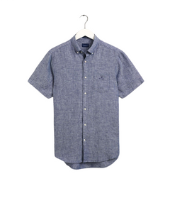 GANT 3012421-423 Camicia di lino maniche corte regular fit PERSIAN BLUE