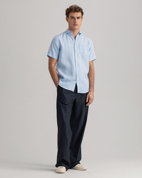 GANT 3012421-468 Camicia di lino maniche corte regular fit CAPRI BLUE (celeste)