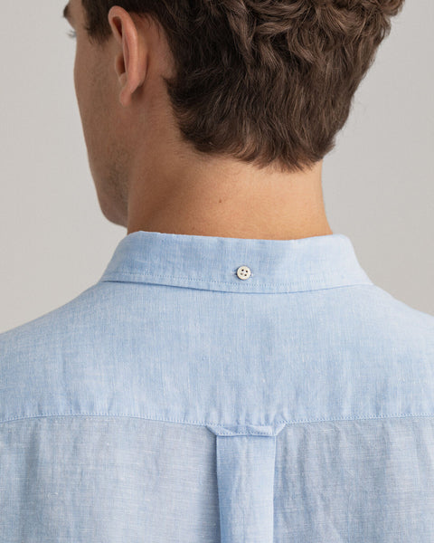GANT 3012421-468 Camicia di lino maniche corte regular fit CAPRI BLUE (celeste)