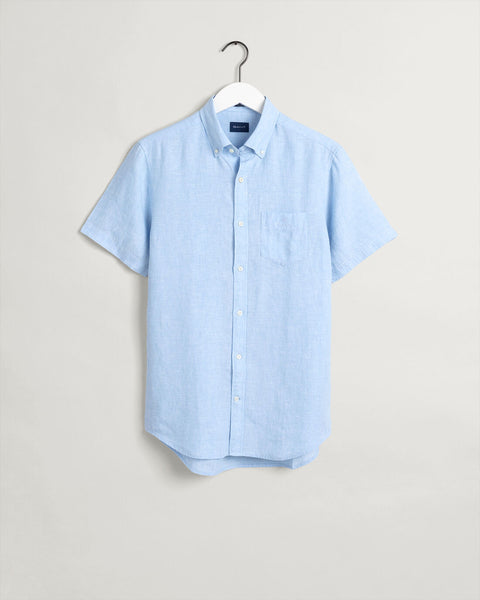 GANT 3012421-468 Camicia di lino maniche corte regular fit CAPRI BLUE (celeste)