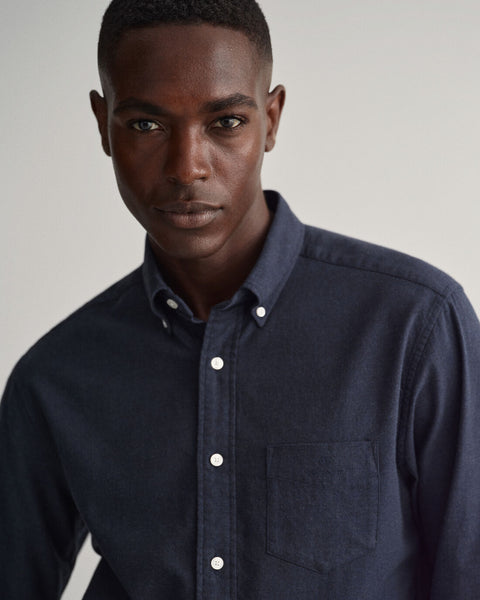 GANT 3220077-433 Camicia in flanella mélange regular fit BLU NAVY