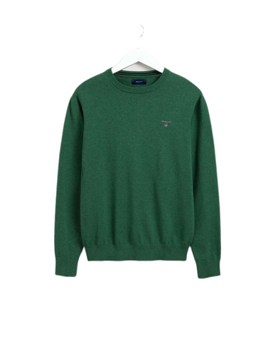 GANT 8030551-395 Classic Cotton Pullover Crew Neck KELLY GREEN MELANGE