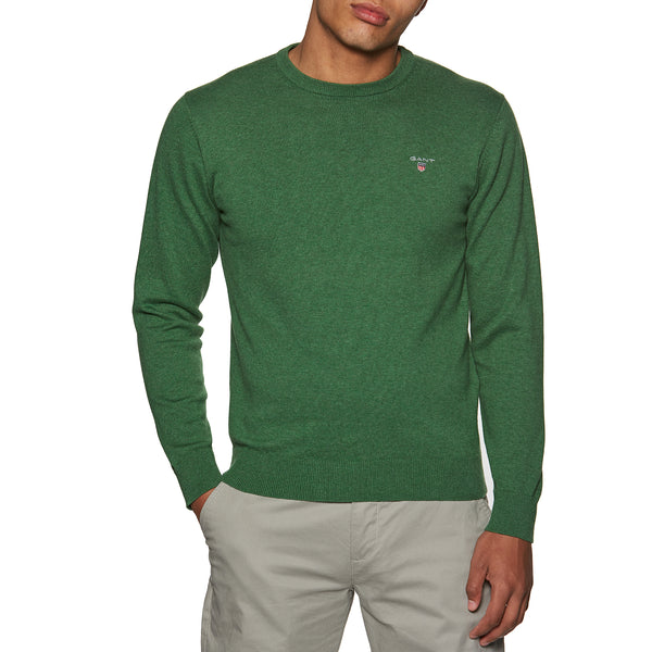 GANT 8030551-395 Classic Cotton Pullover Crew Neck KELLY GREEN MELANGE