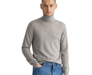 GANT 8050068-093 Washable Merino Turtle Neck Pullover GREY MELANGE