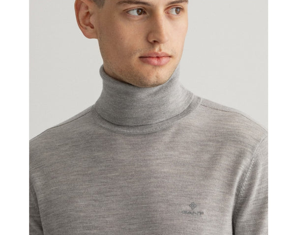 GANT 8050068-093 Washable Merino Turtle Neck Pullover GREY MELANGE