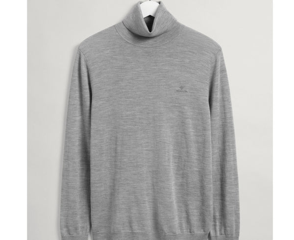 GANT 8050068-093 Washable Merino Turtle Neck Pullover GREY MELANGE