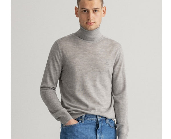 GANT 8050068-093 Washable Merino Turtle Neck Pullover GREY MELANGE