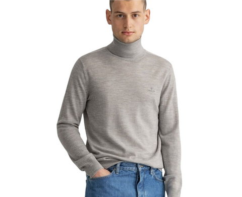 GANT 8050068-093 Washable Merino Turtle Neck Pullover GREY MELANGE