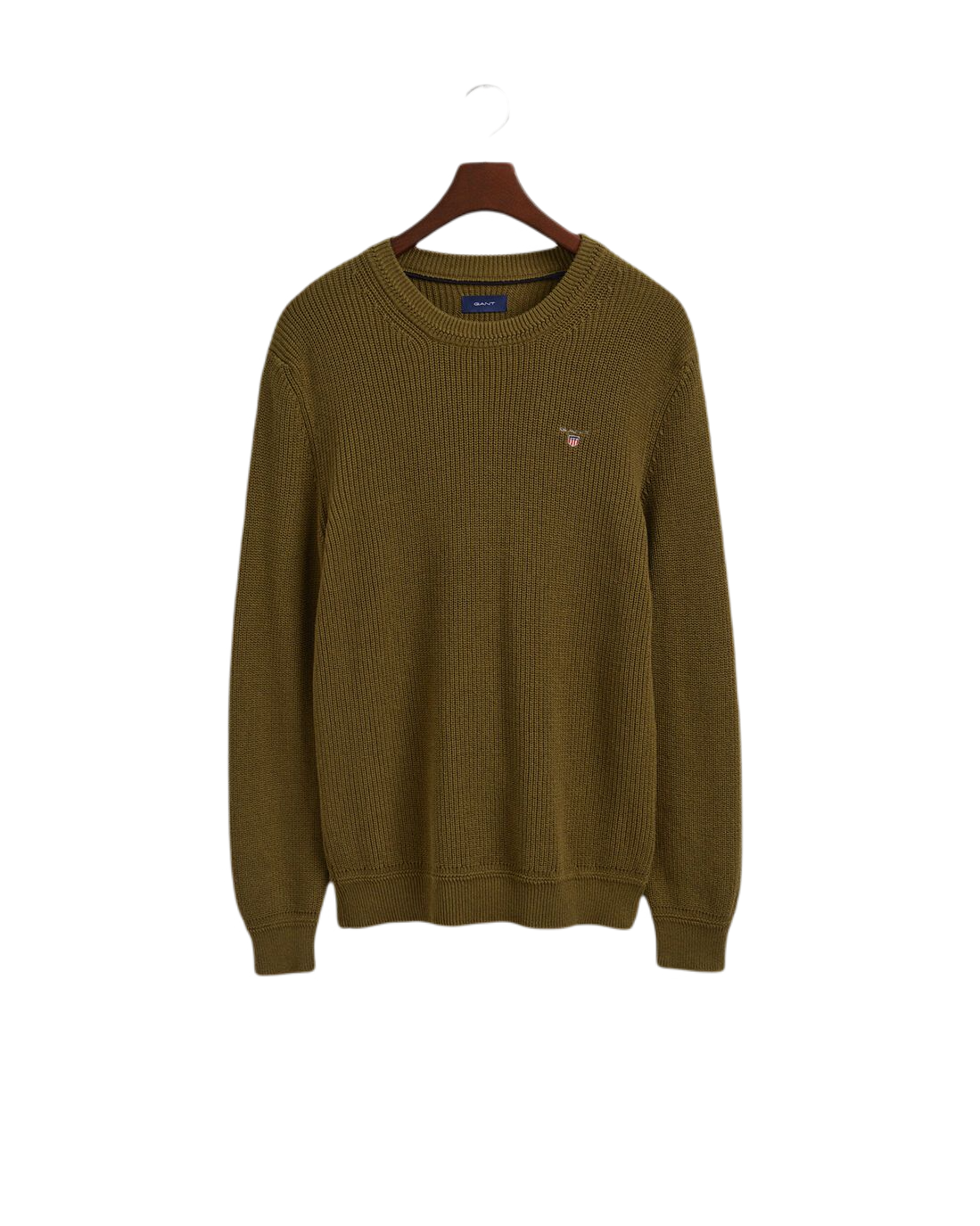GANT 8060038-335 Cotton-Wool Rib Crew Neck Pullover ARMY GREEN