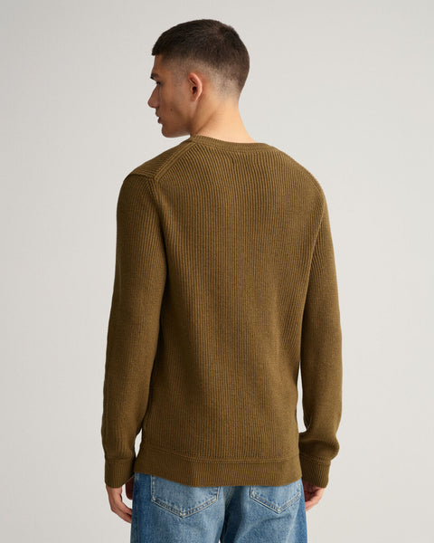 GANT 8060038-335 Cotton-Wool Rib Crew Neck Pullover ARMY GREEN