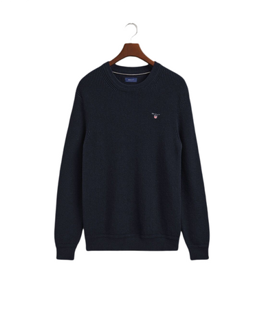 GANT 8060038-433 Cotton-Wool Rib Crew Neck Pullover BLU NAVY