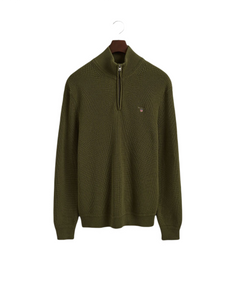 GANT 8060039-335 Cotton-Wool Rib Half-Zip Pullover ARMY GREEN