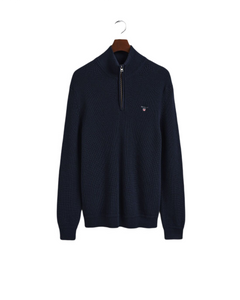 GANT 8060039-433 Cotton-Wool Rib Half-Zip Pullover BLU NAVY